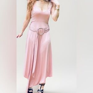 Gorgeous Rose Tank belted Asymmetrical Hem dress Size L